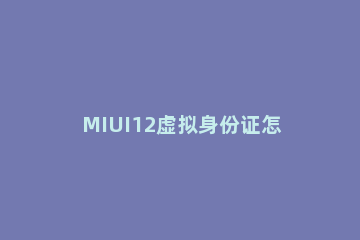 MIUI12虚拟身份证怎么开启 miui 12虚拟身份怎么开启