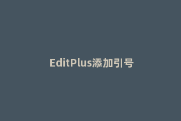 EditPlus添加引号的具体操作教程 editplus怎么快速注释