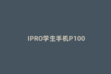 IPRO学生手机P100卡槽在哪