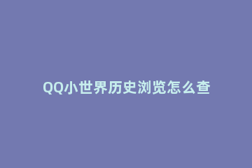 QQ小世界历史浏览怎么查看 QQ小世界可以查看浏览记录吗