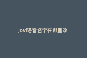 jovi语音名字在哪里改 jovi语音自定义