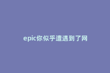 epic你似乎遭遇到了网络连接问题解决教程 epic显示遇到网络连接问题