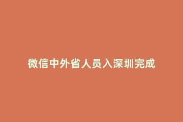 微信中外省人员入深圳完成自主申报的方法 外地车进深圳怎么申报
