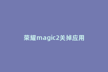 荣耀magic2关掉应用悬浮窗的详细步骤 荣耀magic2如何隐藏应用程序
