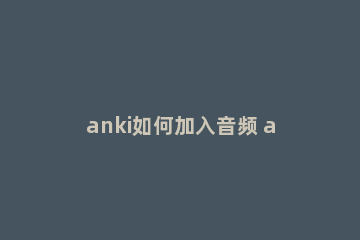 anki如何加入音频 anki录制音频