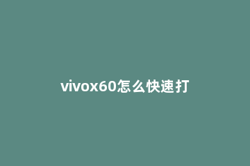 vivox60怎么快速打开手电筒 vivox60如何快速打开手电筒