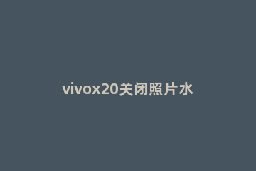 vivox20关闭照片水印的详细方法 vivox30怎么去掉照片水印