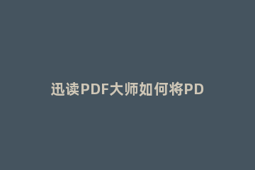 迅读PDF大师如何将PDF转换成Word?迅读PDF大师将PDF转换成Word教程方法 如何把pdf阅读器转成word