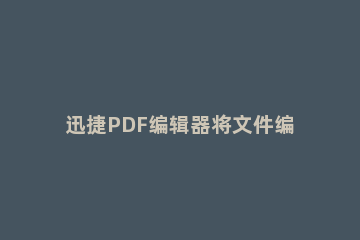 迅捷PDF编辑器将文件编辑页码的详细步骤 pdf文件怎样编辑页码