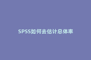 SPSS如何去估计总体率95%的置信区间 spss总体比例置信区间