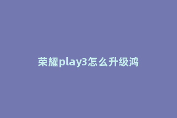 荣耀play3怎么升级鸿蒙系统 荣耀play3升级鸿蒙系统问题