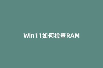 Win11如何检查RAM内存 win11怎么清理内存