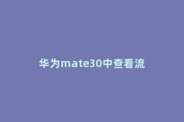 华为mate30中查看流量的详细操作介绍 华为mate40怎么查看流量