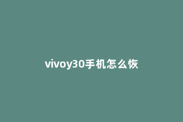 vivoy30手机怎么恢复出厂设置 vivoy30手机强制恢复出厂设置