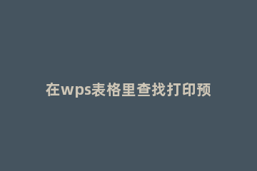 在wps表格里查找打印预览的基础操作 wps里的打印预览在哪里