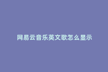 网易云音乐英文歌怎么显示中文 网易云音乐怎么显示中文歌词