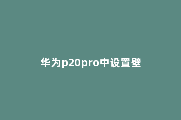 华为p20pro中设置壁纸的简单方法 华为p20pro自定义动态壁纸