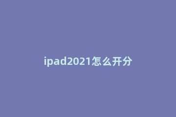 ipad2021怎么开分屏模式 ipad2020如何开启分屏