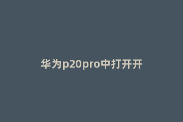 华为p20pro中打开开发者选项的简单方法 华为p20pro怎么打开开发者模式