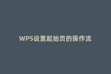 WPS设置起始页的操作流程 wps页眉起始页怎么设置