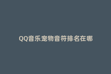 QQ音乐宠物音符排名在哪里看 QQ音乐QQ号怎么看