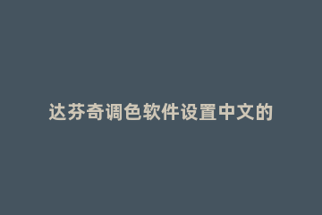 达芬奇调色软件设置中文的方法步骤 达芬奇调色怎么设置中文