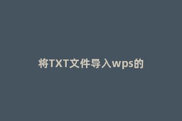 将TXT文件导入wps的具体步骤 wps怎么把txt导入excel