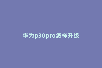 华为p30pro怎样升级鸿蒙系统 华为p30pro能升级鸿蒙系统