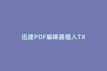 迅捷PDF编辑器插入TXT方法介绍 迅捷pdf编辑器的使用教程