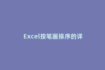 Excel按笔画排序的详细操作 excel按笔画顺序排序