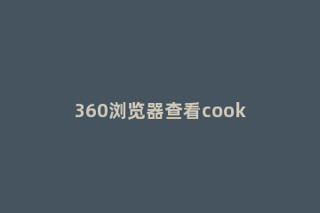 360浏览器查看cookie的操作过程 360浏览器怎么打开cookies