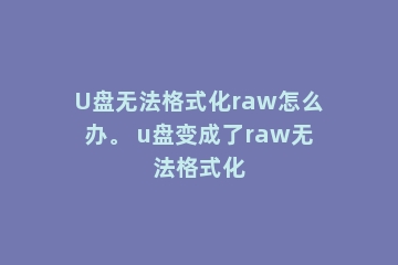 U盘无法格式化raw怎么办。 u盘变成了raw无法格式化