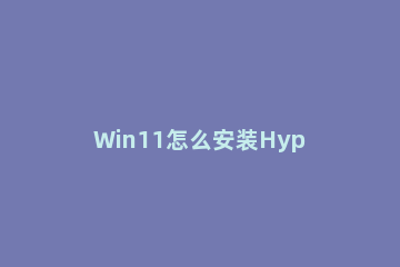 Win11怎么安装Hyper-V WIN11怎么安装安卓