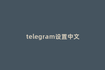 telegram设置中文的操作教程