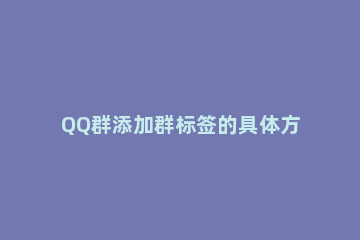 QQ群添加群标签的具体方法 qq群如何设置群标签