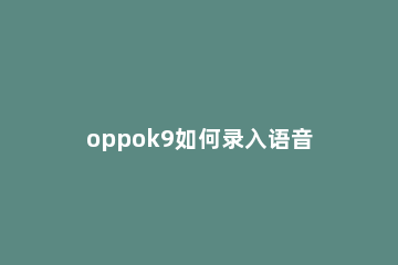 oppok9如何录入语音唤醒词 oppok9pro有语音唤醒功能吗