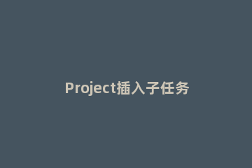 Project插入子任务的操作步骤 project2007怎么添加子任务