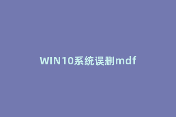 WIN10系统误删mdf文件进行恢复的操作教程 mdf文件修复