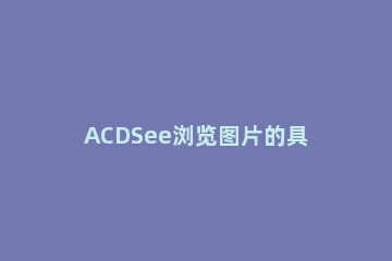ACDSee浏览图片的具体方法介绍 acdsee可以查看哪些格式的图片