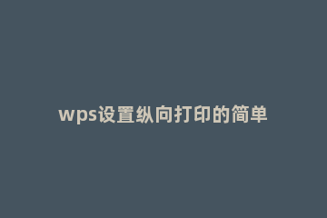 wps设置纵向打印的简单操作方法 wps文档打印如何设置横向打印