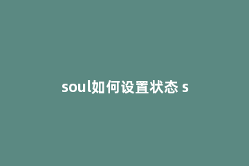 soul如何设置状态 soul输入状态