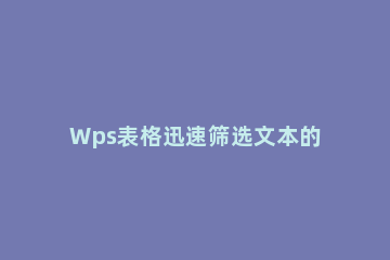 Wps表格迅速筛选文本的详细操作 wps表格快速筛选