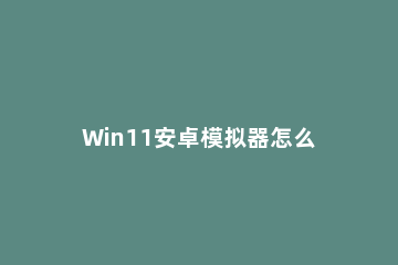 Win11安卓模拟器怎么开启 windows11安卓模拟器