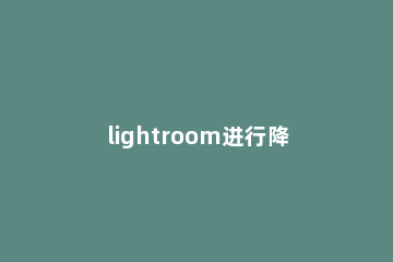 lightroom进行降噪的简单操作 lightroom 降噪