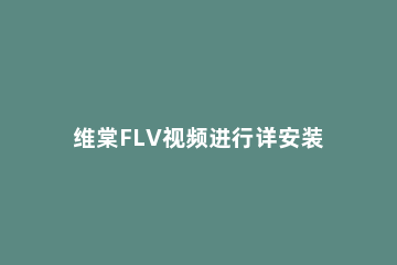 维棠FLV视频进行详安装的操作过程 维棠flv视频下载器手机版