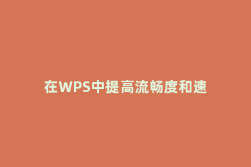 在WPS中提高流畅度和速度的具体方法 wps影响电脑速度