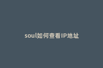 soul如何查看IP地址 soul的账号在哪里查看
