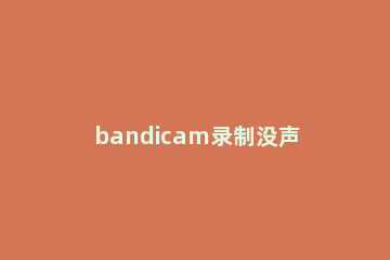 bandicam录制没声音的处理操作过程 bandicam录制过程中不响应