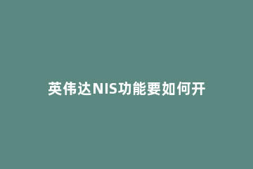 英伟达NIS功能要如何开启英伟达NIS功能开启的方法