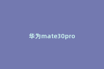 华为mate30pro 华为mate30pro屏幕